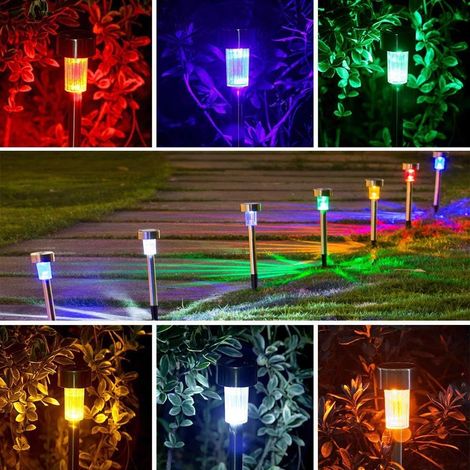 LAMPES SOLAIRES EXTÉRIEURES JARDIN - 12 Pcs LED Lampes Solaires Extérieures LED Lampes Solaires Extérieures Décor pour Allée Patio Pelouse Lumière Colorée (1/5)