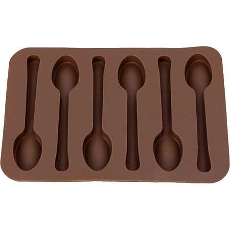 1Pc Moule en Silicone Au Chocolat À 6 Cuillères Mignon Cuillère Moule en Silicone Cuillère Silicone Moule pour Chocolat Gâteau (1/5)