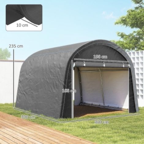 Abri de jardin pliant 3x3 m – Gerätehaus imperméable anti-UV avec structure en acier galvanisé et bâche PE, double porte enroulable à zip, système de tension à cliquet – Idéal pour moto, vélo, tondeus (1/5)