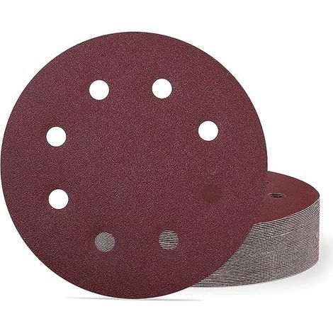 Lot de 25 disques abrasifs 180 mm Grain 40 180 mm Papier abrasif 8 trous pour ponceuse murale et de plafond (1/5)