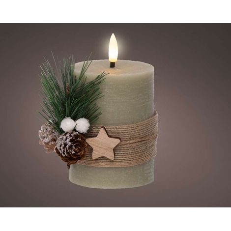 Lumineo Candela LED Foglie Verde - Eleganza e Atmosfera - 7,5x13 cm (1/4)