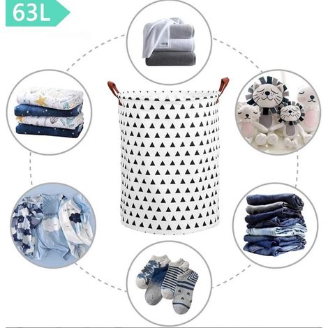 Panier à linge en tissu imperméable, organisateur de jouets, panier à linge pliable en coton et lin, taille 4 petit triangle. (1/5)