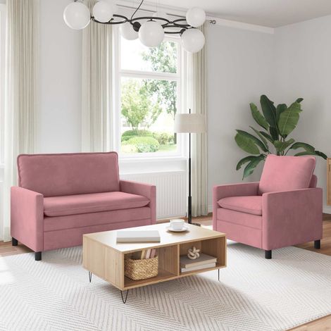 Set di divani 2 pz Rosa Velluto vidaXL (1/5)