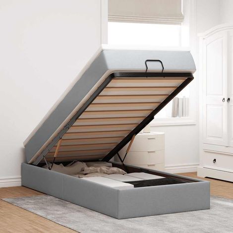 vidaXL Estructura cama otomana con colchón tela gris claro 100x200cm (1/5)