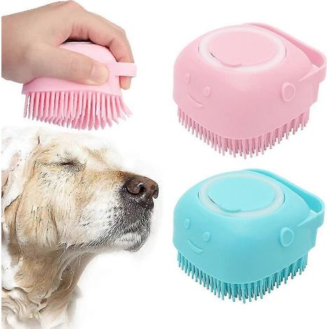 Brosse de bain pour chien : brosse de beauté en silicone souple pour le shampoing et le massage des animaux sous la douche, lot de 1 (1/4)
