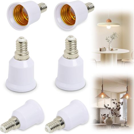 Set of 6 E14 to E27 Socket Adapters, Convenient Converter for LED, Incandescent, and Halogen Bulbs, E14 to E27 Socket Adapter, Easy to Use (1/5)