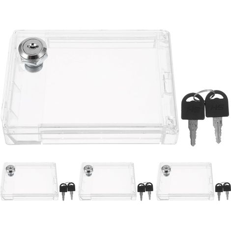 Boîtier de thermostat verrouillable (lot de 4) : protection transparente pour interrupteur avec serrure et clé pour climatiseur central - Couvercle de plaque de commande de climatiseur 13,2 (1/5)