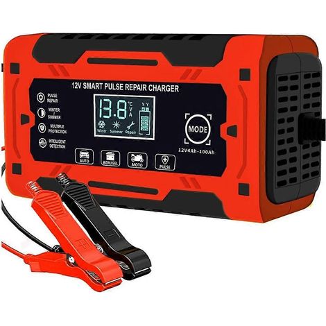 Chargeur de batterie intelligent entièrement automatique 12 V et 24 V 6 A avec compensation de température pour batteries de voiture, camion et moto (prise UE). (1/5)