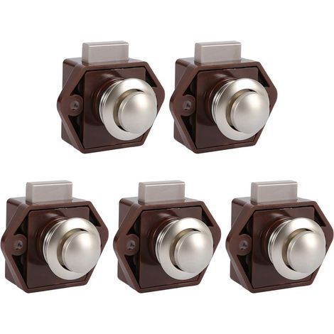 Lot de 5 loquets à bouton-poussoir sans clé, verrous de porte pour meubles, bouton