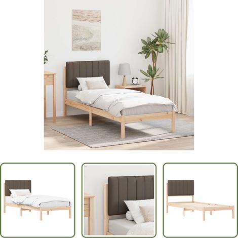 Lit avec tête de lit rembourrée -  Cadre de lit avec tête de lit rembourrée Taupe 75 x 190 cm (1/5)
