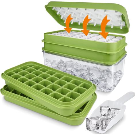 2 Moule à glaçons, Couvercle presse, Silicone sans BPA, Récipient stockage, Cuisine Bar