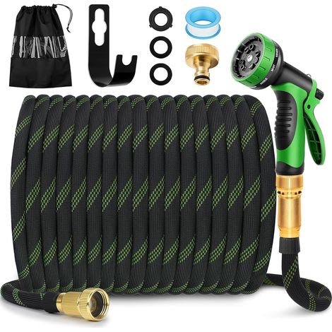 Tuyau d' Arrosage Extensible 15m, avec 10 Modes de Pulvérisation Tuyau Arrosage, Flexible et Léger, Raccords en Cuivre, Pour Jardin, Nettoyage de Voiture, Soins des Animaux (1/5)