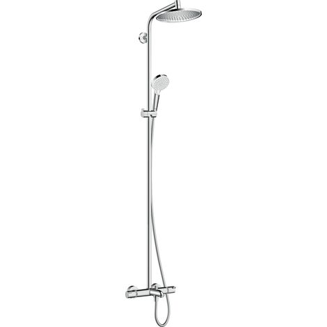Hansgrohe – Colonne de douche hydromassante thermostatique – Douche de tête 240mm orientable – 2 jets Rain et IntenseRain – Finition chromée – Technologie QuickClean (1/10)
