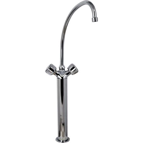 Robinet mélangeur monotrou modèle lourd 3/4' avec 2 robinets, bec mobile ø 25 x 200mm sur colonne 300mm - Gastro M
