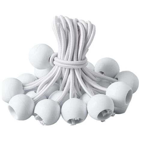 Tenditore per telo, tenditore a sfera, tenditore elastico nero, tenditore elastico per padiglione, telo, campeggio, tenda, imbracatura di estensione per tende (20 pezzi bianco-90 m (1/5)