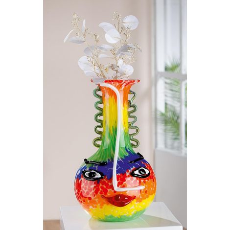 Vase décoratif pour Le Visage - Vase en Verre coloré - Décoration de Salon - Cadeau pour Femmes et Hommes - Hauteur : 34 cm - Multicolore (1/2)