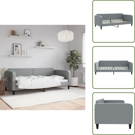 The Living Store Lit de repos sans matelas gris clair 90x200 cm tissu - Lit Deux Places - Canapé Convertible - Lit Invité - Meuble Multifonctionnel - Mobilier Contemporain