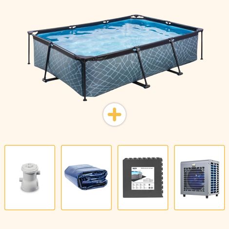 Exit-toys Piscine Exit Rectangulaire - Effet Pierre - 300x200x65 cm - 5-pièces S190 (1/5)