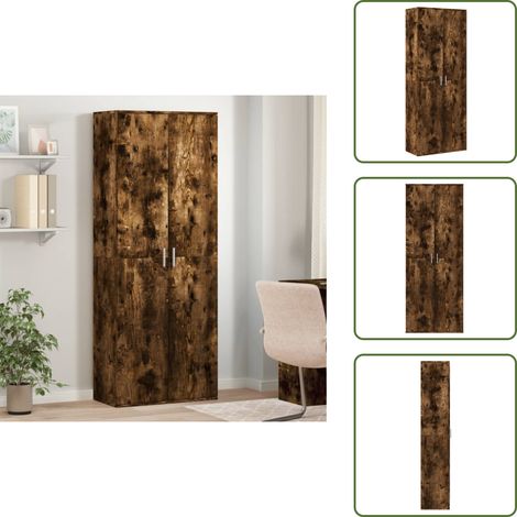 The Living Store Highboard Räuchereiche 70x35x180 cm Holzwerkstoff - Hochregal (1/5)