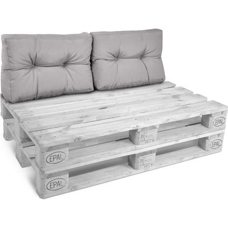 2X Coussins de dos de palette Outdoor Eco Style 60x40cm Gris clair
