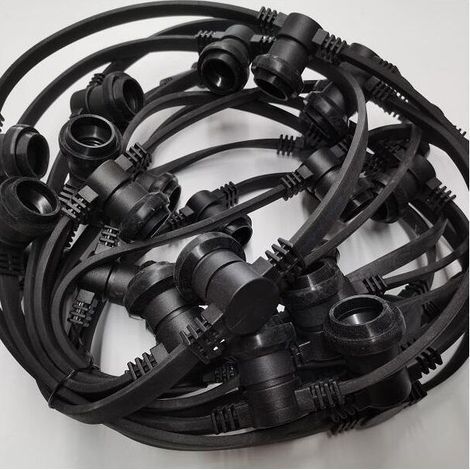 Guirlande Extérieure 10m IP65 Noir Connectable - Guirlande Lumineuse Extérieure pour Ampoules E27 10 Ampoules - Guirlande Extérieure pour Jardins, Terrasses et Fêtes en Plein Air (1/3)