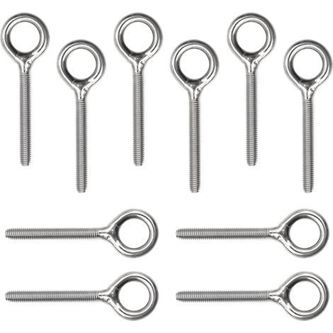 10 Pièces M5 Boulons à œil Acier Inoxydable Longue Poignée Convient Pour la Fixation et la Suspension,61mm (1/5)