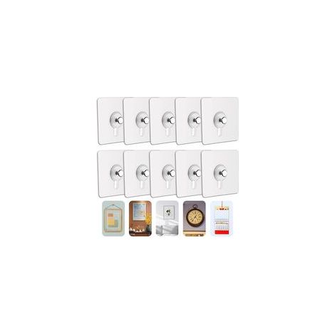Lot de 10 attaches adhésives sans perçage pour cadres photo, décorations murales, tableaux, sans trous (transparent) (1/5)