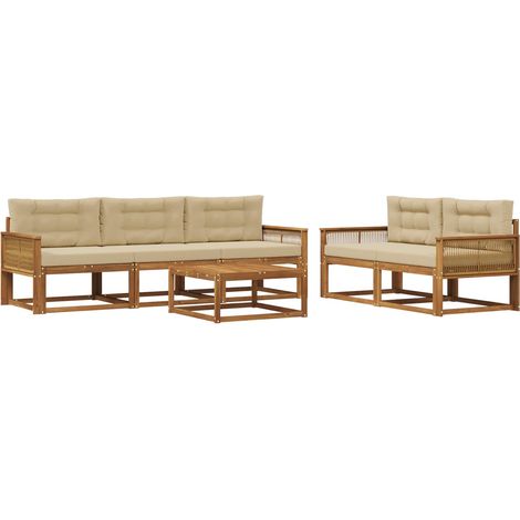 Outdoor-Sofagarnitur 6 pcs Natur und Beige vidaXL