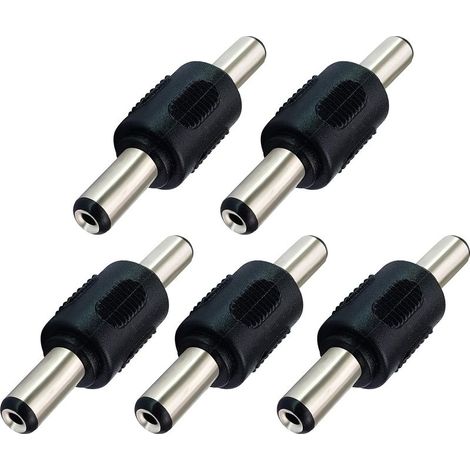 DC-Netzadapter 5,5 mm x 2,1 mm, DC-Hohlstecker 2,1 mm x 5,5 mm (Stecker auf Stecker), für Überwachungskameras, LED-Leuchten, Mini-Lüfter (5er-Pack/Stecker) (1/5)