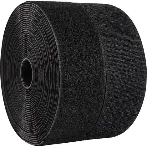 Nastro autoadesivo con velcro per cucito, materiale ecologico, applicazione versatile, 50 mm x 5 metri, nero (1/2)