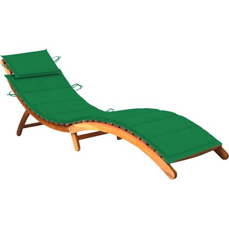 Bain de soleil avec coussin Chaise de jardin - Transat de jardin Bois d'acacia solide BV155235 - BonneVie (1/5)