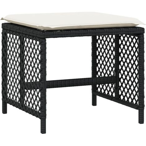 vidaXL Sgabelli da Giardino con Cuscini 4pz Neri 41x41x36cm Polyrattan (1/5)