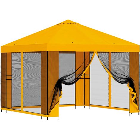 Abri de jardin avec parois 3 x 3 m Jaune Polyester et Acier vidaXL (1/5)