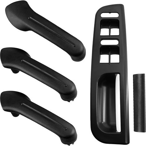 5 pièces Garniture de Poignée de Porte de Couvercle de Lève-Vitre, Housse de protection pour cadre d'interrupteur de poignée noire, accessoires de revêtement intérieur de voiture (1/5)