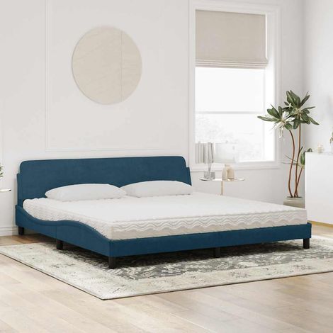 Bett mit Matratze "Dover" Blau 200x200 cm Samt