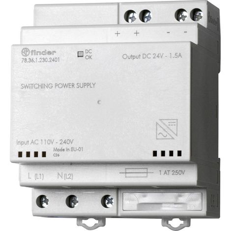 Finder 78.36.1.230.2402 Alimentatore a commutazione. 36 W Num. uscite:1 x Contenuto 1 pz.