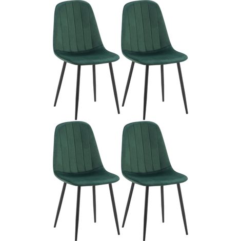 Juego De 4 Sillas de comedor Baxter en terciopelo Verde