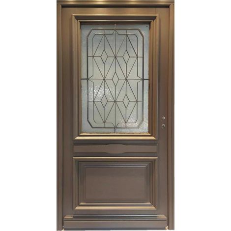 Porte D'entrée Bois Vitrée Camille Gris Quartz, H215 X L90 Cm Côte Tableau P. Gauche Gd Menuiseries (1/5)