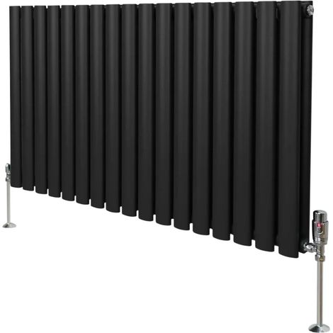 Oval Column Radiator & Valves - 600mm x 1020mm – Black