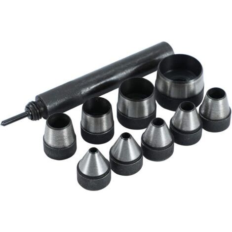10 pièces ensemble de poinçons creux trousse à outils robuste en cuir perforateur perforateur pour ceinture joints de carte en caoutchouc bande de montre en papier en plastique 5 mm - 32 mm (1/4)