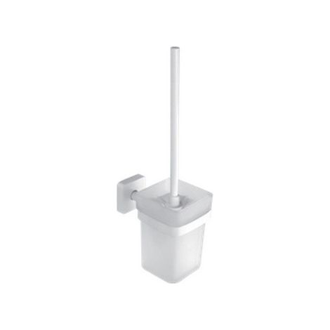 Portascopino bagno a muro in acciaio inox bianco opaco e vetro  CLODE-B kamalu