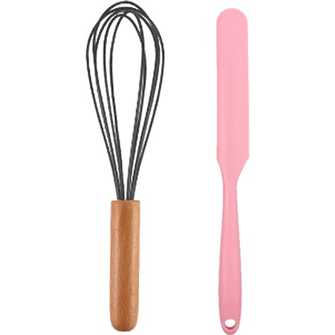 Ensemble Ustensiles Cuisine - Silicone Et Bois De Hêtre - Pour Cuisson Et Pâtisserie - Lot De 2 Pièces (1/5)