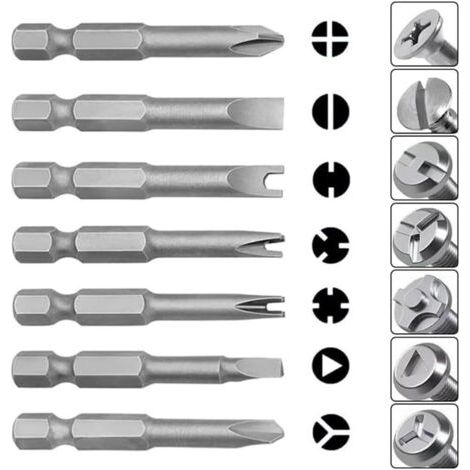 BUNTHAUS Lot de 13 embouts de tournevis spéciaux en acier magnétique hexagonaux 1/4\", cruciformes, en U, en Y, à trois points (1/3)