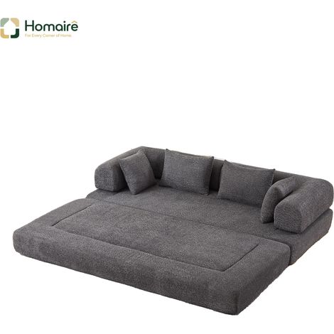 Canapé convertible en velours gris 180 x 80 x 90 cm HOMAIRE (1/5)