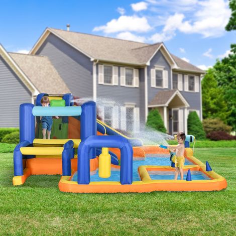 Enfant piscine toboggans Multicolore gonfleur mur escalade sac transport 430x420x200 cm