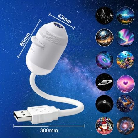 Lampe de projection USB galaxie pour voiture et maison, veilleuse d'ambiance romantique, 6 plaques astrales, veilleuse USB (1/4)