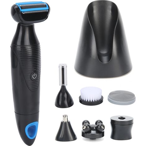 Épilateur électrique 6 en 1 USB pour sourcils et nez, brosse nettoyante pour le visage (noir) (1/5)