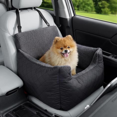 Siège Auto pour Petit Chien - Rehausseur Imperméable, Lit Auto pour Chiot avec Laisse d'attache pour Transport Animal, 54,5x49,5x38 cm, Noir (1/5)