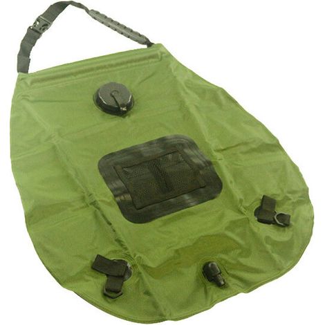 grüne Campingdusche, Solar-Camping-Duschtasche, Camping-Duschtasche, Wander-Reiseduschen, mit umschaltbarem Duschkopf, Solarwarmwasserbereiter für Wander- und Strandausflüge