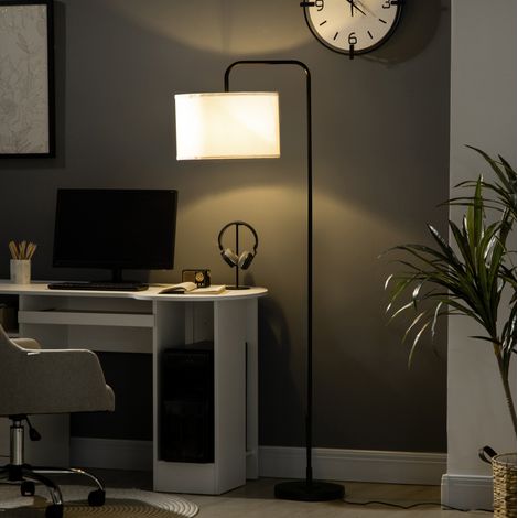 Lámpara de pie moderna de metal negro con pantalla de tela, 163,5 cm (1/5)